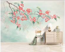 Custom photo mural 3d wallpaper Chinese style watercolor flowers and birds branches living room wallpaper for walls 3 d in rolls 2024 - buy cheap