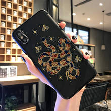 Capa de telefone dourada formato de cobra e borboleta, preta, macia, tpu, para iphone 11 pro max 6 7 8plus 10x xs xr xsmax, para samsung s10 series 2024 - compre barato