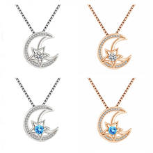 Fashion Rose Gold Crystal Moon Star Pendant Necklaces For Women Jewelry Trendy S925 Necklace Girl Choker Accessories Shiny Bijou 2024 - buy cheap