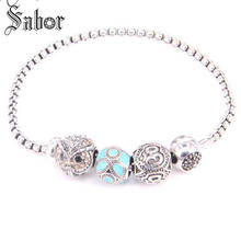 Bead Bracelet With OM Owl Blue Cloisonne Beads Rebel Rock Bracelet For Men KB366 thomas jewellery 2024 - buy cheap