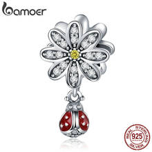 BAMOER Trendy 925 Sterling Silver CZ Daisy Flower Ladybug Pendant Charms fit Bracelet Necklace DIY Accessories Jewelry SCC727 2024 - buy cheap