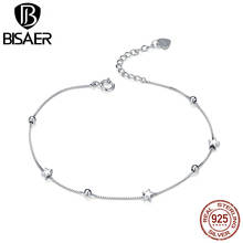 Star Pulseira BISAER, серебро 925 пробы, ослепительные женские браслеты со звездами и бусинами, роскошные серебряные ювелирные изделия ECB171 2024 - купить недорого