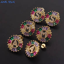 MHS.SUN New fashion colorful zircon letter earrings round 26 alphabet stud earrings for women elegant jewelry christmas gift 1pc 2024 - buy cheap