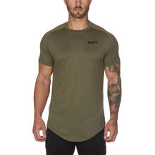 Camiseta de malha masculina de manga curta, camisas justas na moda, para academia e musculação 2024 - compre barato