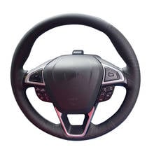 DIY Black Genuine Leather Car Steering Wheel Cover For Edge 4dr SUV  2015-2017 Ford 2013-2018 Protect Steering-wheel Hand Sewing 2024 - buy cheap