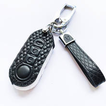 Genuine Leather Key Case For FIAT 500 Panda Punto Bravo Car Alarm 3 Buttons Flip folding Remote Key Shell Cover Holder 2024 - buy cheap