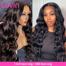 Luvin Cheap 13x6 Lace Front Wig Body Wave Closure Wigs 30 Inch For Black Woman Brazilian Loose Water Human Hair Frontal wigs 2024 - buy cheap