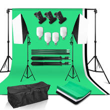 Kit de iluminação softbox para estúdio fotográfico, 4 lâmpadas de 25w, 50 cm x 70cm, 2x2m, sistema de suporte de fundo, pano de fundo colorido 2024 - compre barato