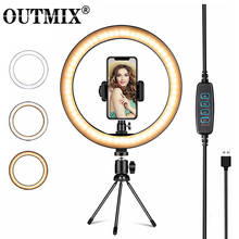Photography LED Selfie Ring Light 26CM Dimmable Camera Phone Ring Lamp 10 inch With Table Tripods for Makeup Video Live Studio 2024 - buy cheap