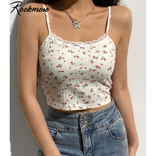 Rockmore 90s Aesthetic Cute Flower Tank Tops Women Lace Trim Camis Clothes Kawaii Sexy Sleeveless Corset Top Mini Vest Summer 2024 - buy cheap