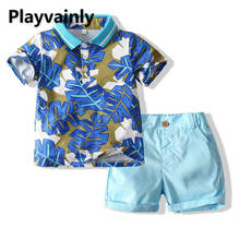 Summer boy Clothing Sets 2021 New leaf Printing Short Sleeve T-Shirt+Shorts fashion Outfit Children Clothing E23102 2024 - buy cheap