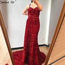 Serene Hill Red Mermaid Sleeveless Sexy Evening Dress Design 2020 Dubai Sparkle Sequined Luxury Formal Party Wear Gown CLA70589 2024 - buy cheap