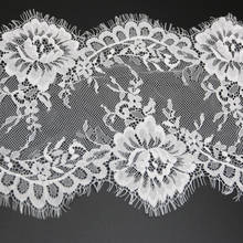 (3 meters/lot) 20cm White Cotton Lace Fabric Voile Lace Trim Embroidered Wedding Dress Fabric Ribbon 2024 - buy cheap