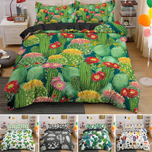 Customize Cactus Plants Duvet Cover With Pillowcase 2/3PCS Green Cartoon Single Double King Queen Bedding Sets Bedclothes 2024 - buy cheap