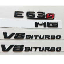 Letras em preto brilhante 3d e63s, para amg v8 bitelero emblemas para mercedes w212 w213 2024 - compre barato