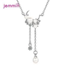 Hot Sale Women 925 Sterling Silver Cubic Zircon Pendant Necklaces Wedding Birthday Gift Luxury Pearl Necklaces Jewelry 2024 - buy cheap