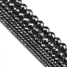 HGKLBB Natural Stone Black Hematite beads 3/4/6/8/10MM Round Faceted Loose beads For Jewelry Making Bracelet Accessories DIY 2024 - buy cheap