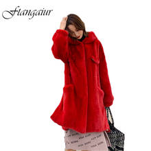 Ftangaiur casaco de vison de veludo, casaco feminino com capuz de pele de vison puro e vermelho, casaco feminino para inverno 2021 2024 - compre barato