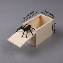 Novidade divertido caixa de aranha teparada de madeira scarybox piada mordaça brinquedo sem palavra 2024 - compre barato