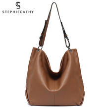 SC Large Casual Genuine Leather Shoulder Bag Women Luxury Real Cowhide Handbags Female Daily Crossbody Hobo Messenger Bucket Bag 2024 - buy cheap