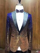1 Pieces Shiny Sequin Mens Blazer Suit Peak Notch Lapel Tuxedo For Party Wedding Banquet Nightclub Blazer 2024 - buy cheap