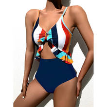 Sexy Ruffle One Piece Swimsuit Women 2021 New Swimwear Female Bathing Suit Woman Hollow Out Swimming Wear for Monokini Swimsuits 2024 - buy cheap