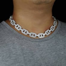 Hip Hop ice Coffee Bean Iced Out CZ Pig Nose Rhinestone Charm Link cuban men's rap dancer fashion jewelry Chain Necklaces 2024 - buy cheap