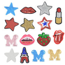 Patch de lantejoulas bordado aplique em ferro em roupas mochila etiqueta estrela lábios emblema aplique em roupas para costura para listra jod 2024 - compre barato