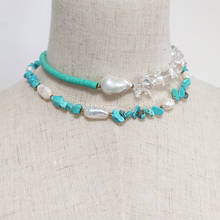 2021 Creative Stitching Baroque Pearl Pendant Necklace Handmade Bohemian Summer Beach Jewelry Women Natural Stone choker 2024 - buy cheap