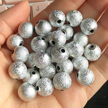 Cuentas acrílicas de polvo de estrellas chapadas en plata, espaciador de bolas redondas mate, abalorios de 4mm-12mm para fabricación de joyas, pulsera Diy 2024 - compra barato