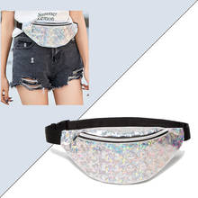 Women's Laser Sequin Shoulder Bag Korean New Chest Bags  Female Holographic Waist Belt Bag Murse Phone Pouch Banana Fanny Pack 2024 - buy cheap