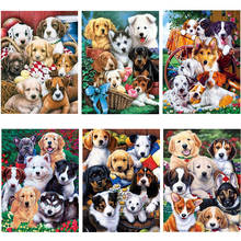 Алмазная живопись 5D «сделай сам», вышивка крестиком, мозаика с множеством собак, полноразмерная, квадратная, круглая, для украшения стен, ручная работа, подарок 2024 - купить недорого