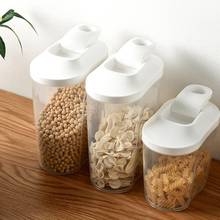Dispensador de cereales de plástico, caja de almacenamiento de alimentos, contenedor de arroz, organizador portátil, latas de almacenamiento de granos, 1500ml 2024 - compra barato