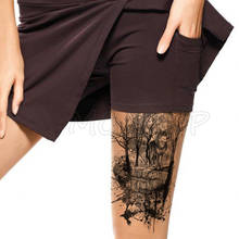 Temporary Tattoo Stickers Black Forest Wolf Dead Tree Fake Tatto Waterproof Tatoo Back Leg Arm Belly Big Size for Women Men Girl 2024 - buy cheap