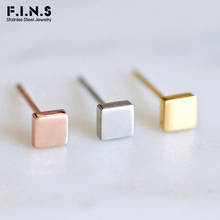 F.I.N.S Three-colors Simple Stainless Steel Small Stud Earrings for Women Mini Square Earrings for Girls Fashion Jewelry 2020 2024 - buy cheap