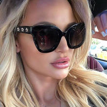 Elegance Vintage Celebrity Sunglasses Women 2020 Stars Decoration Square Sunglass Lady 90s Black Oversized Fashion Glasses Gafas 2024 - buy cheap