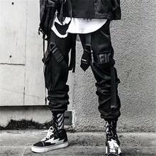 2021 novo hip-hop jogger preto harem macacão masculino multi-bolso fita calças esportivas masculinas streetwear casual calças masculinas 2024 - compre barato