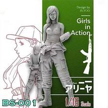 1/16 Scale Unpainted Resin Figure girl in action collection figure 2024 - buy cheap