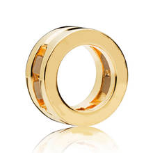 Genuine 925 Sterling Silver Charm Gold Color Shine Smooth Reflexions Logo Clip Stopper Beads Fit Pandora Bracelet Diy Jewelry 2024 - buy cheap