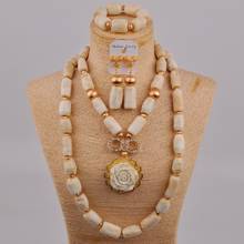 Newest Nigerian Wedding Coral Beads African Jewelry Set Orange Red White Color Bridal Set 2R-A-04 2024 - buy cheap