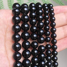 Piedra Natural negra ágatas de ónix lisas, cuentas redondas sueltas para la fabricación de joyas, pulsera DIY, hilo de 15 "de 4-12mm 2024 - compra barato