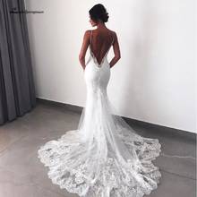 Lakshmigown-vestido de novia de sirena, Sexy, con lazo para boda, vestido de espalda abierta, boda Formal, tirantes finos, 2019 2024 - compra barato
