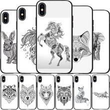 Totem animal elephant owl cat pattern Cover Soft Silicone black Phone Case For iPhone 5 5S SE 6 7 8 plus X XR XS Max 11 PRO Max 2024 - buy cheap