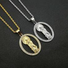 Позолоченное ожерелье с кристаллами Стразы, католическая Дева Мария, ювелирные изделия для мужчин и женщин 2024 - купить недорого
