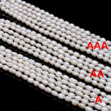Cuentas de perlas naturales de agua dulce blancas (Grado A / AA/AAA), cuentas de perlas sueltas en forma de arroz, longitud vendida 36CM, tamaño 4-5mm 2024 - compra barato