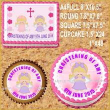 Girl Christening Edible Cake Topper Wafer Rice Paper Cake Cupcake Cookie Decoration Custom Baptism First Holy Communion Cake 2024 - buy cheap