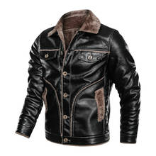 Jaquetas de couro pu masculinas, casacos quentes de lã de inverno para homens, jaqueta masculina casual e fina de couro falso para motocicleta 2024 - compre barato