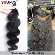 Body Wave I Tip Hair Extensions Microlinks For Black Women Brazilian Virgin Hair 100% Human Hair Bulk Natural Black Color YouMay 2024 - купить недорого