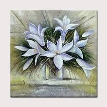 Mintura Painting for Living Room Wall Art The White Lilies Acrylic Canvas Oil paintings Morden Hand Painted Home Decor No Framed 2024 - buy cheap