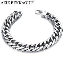 AZIZ BEKKAOUI-pulsera de acero inoxidable para hombre, brazalete con hebilla cuadrada, cadena magnética de germanio, regalo para chico 2024 - compra barato